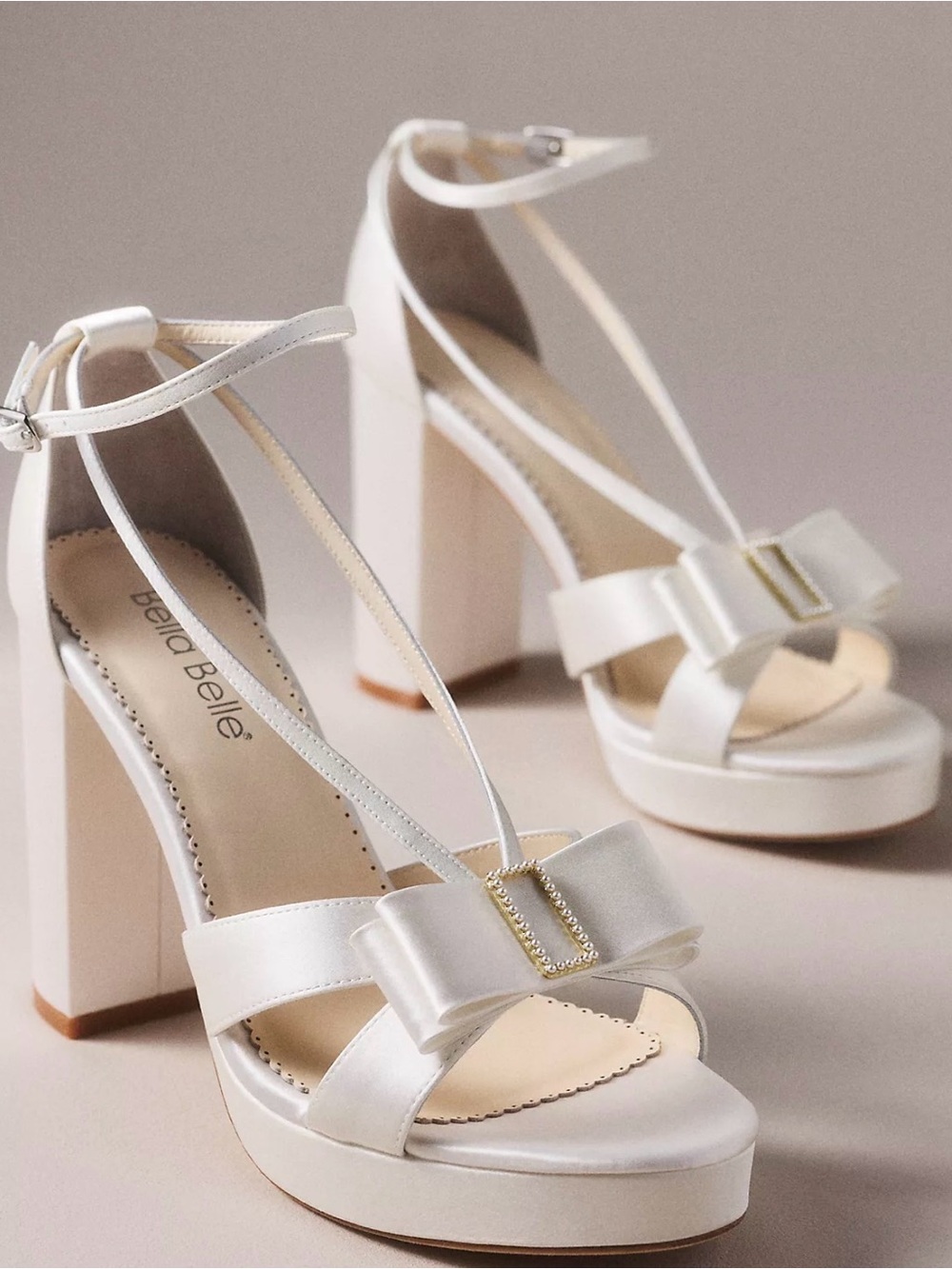 Bella Belle Platform Heels. White, satin. Sz 9